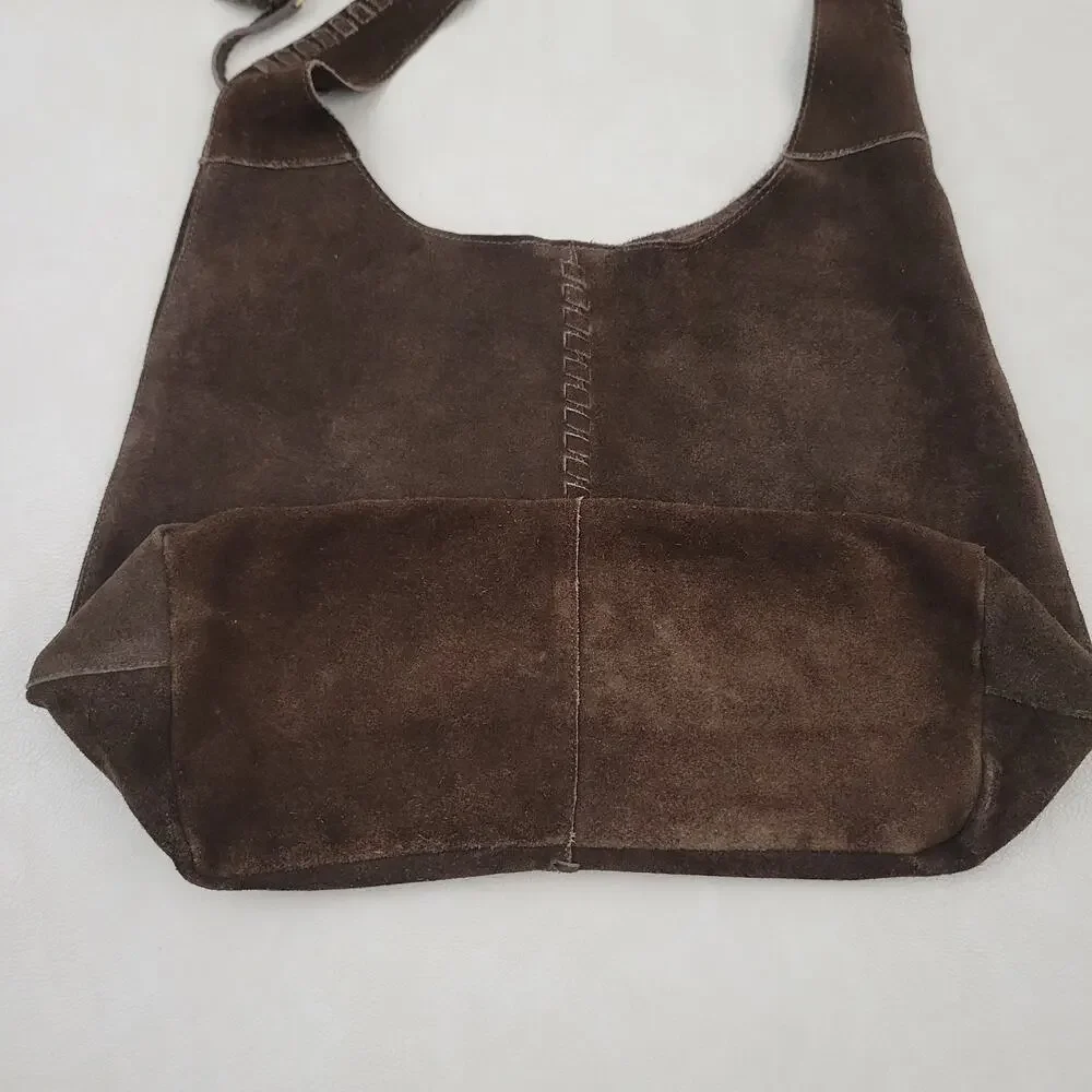 Haute Hippie 100% Leather Festival Boho Suede Hobo Brown Purse Bag Wallet